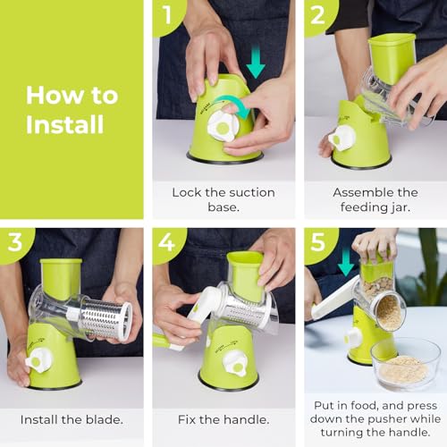 Multi-Function Rotary Cheese Grater & Vegetable Shredder