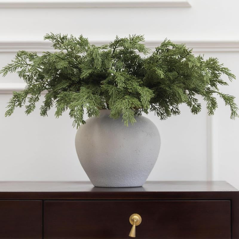 CLYCALOOR 12 Pcs 19.5 Inches Christmas Cedar Branches Artificial Faux Cedar for DIY Crafts Xmas Home Decor Waterproof Plastic Plants