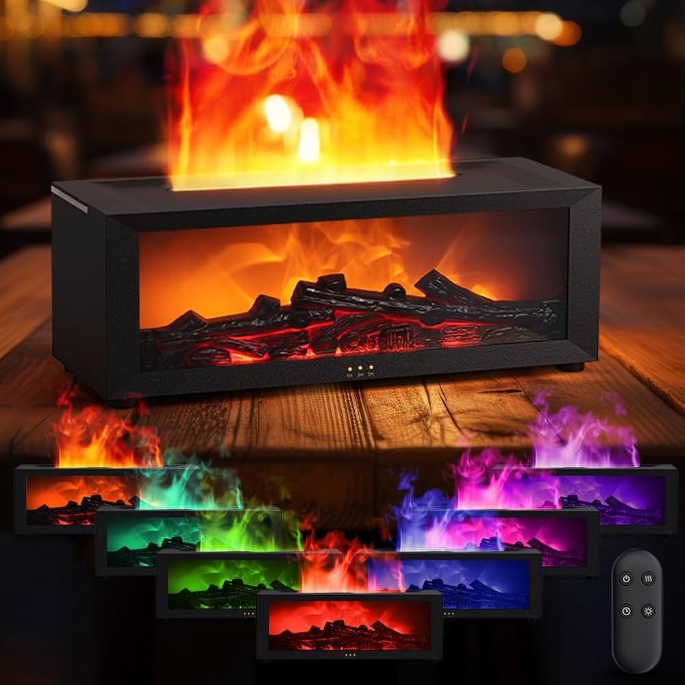 Electric Fireplace Heater with Color Changing Flames